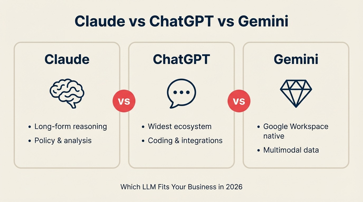 Claude vs ChatGPT vs Gemini: Which LLM Fits Your Business in 2026