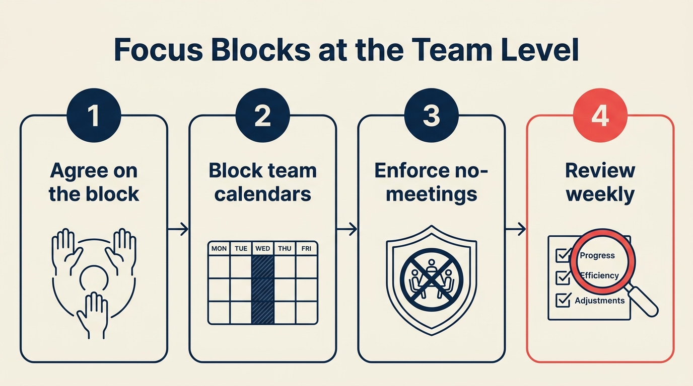 Focus blocks auf Team-Ebene: 4 Schritte zum Schutz von deep work im Team-Kalender
