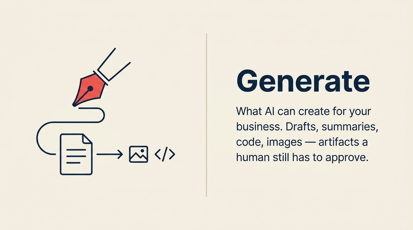 Generate-Fähigkeit — Stift, der Dokumente, Bilder und Code erstellt