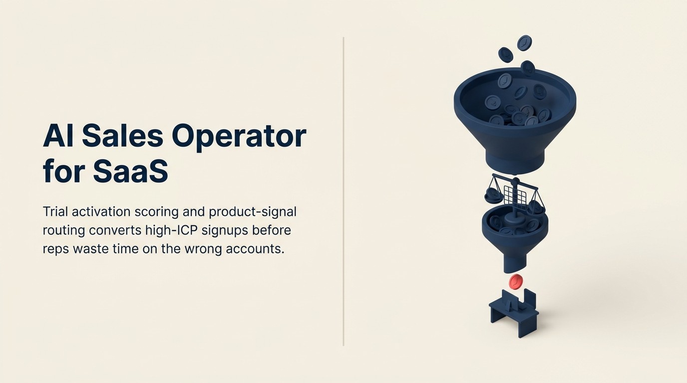 AI Sales Operator para pipeline SaaS B2B: puntuación de activación de prueba, señales de producto y el stack de cuatro patrones