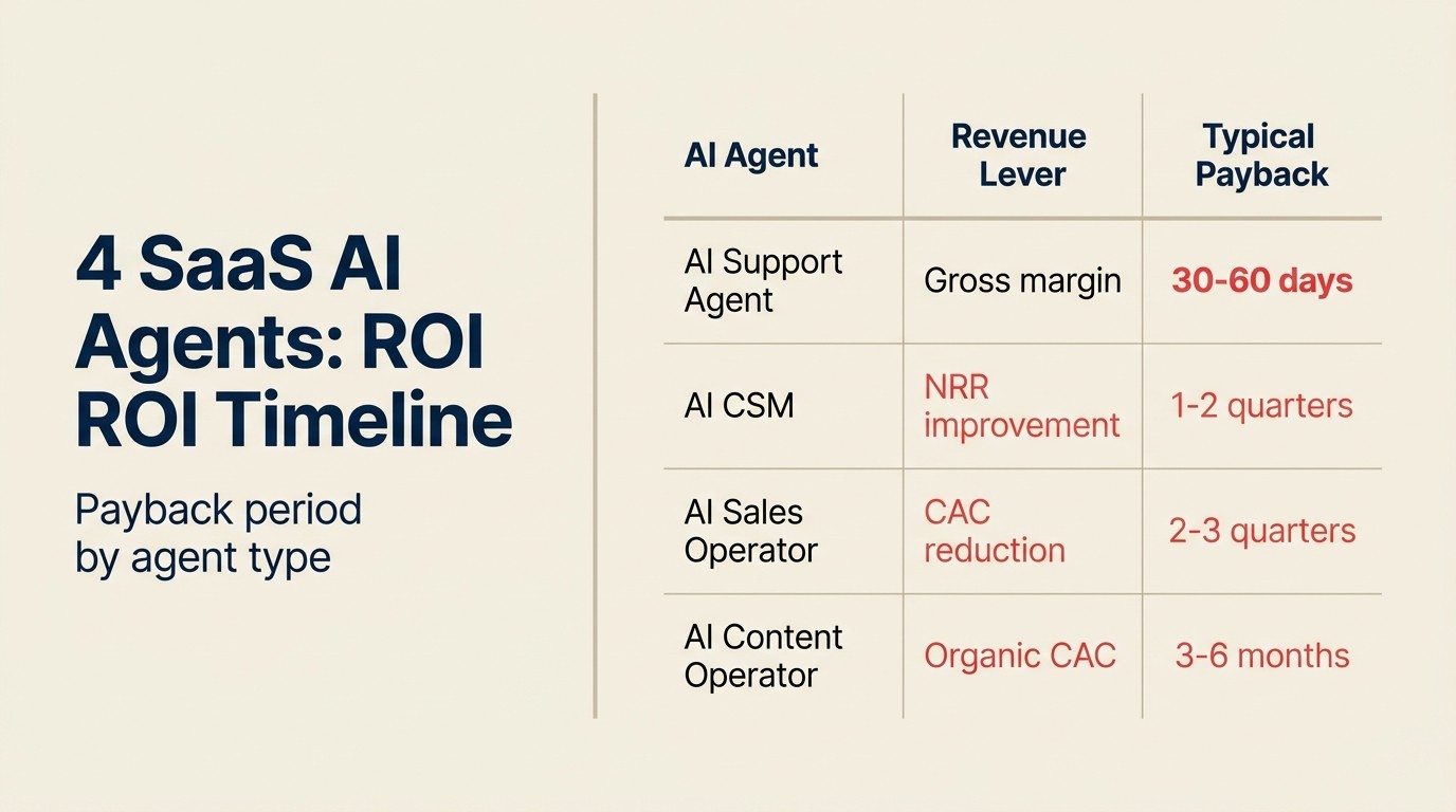 4 SaaS AI Agents ROI Timeline: payback period by agent type