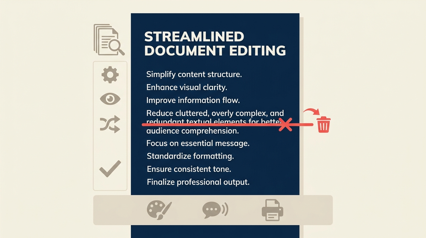 Clear business writing document with the main point up front and clutter edited out