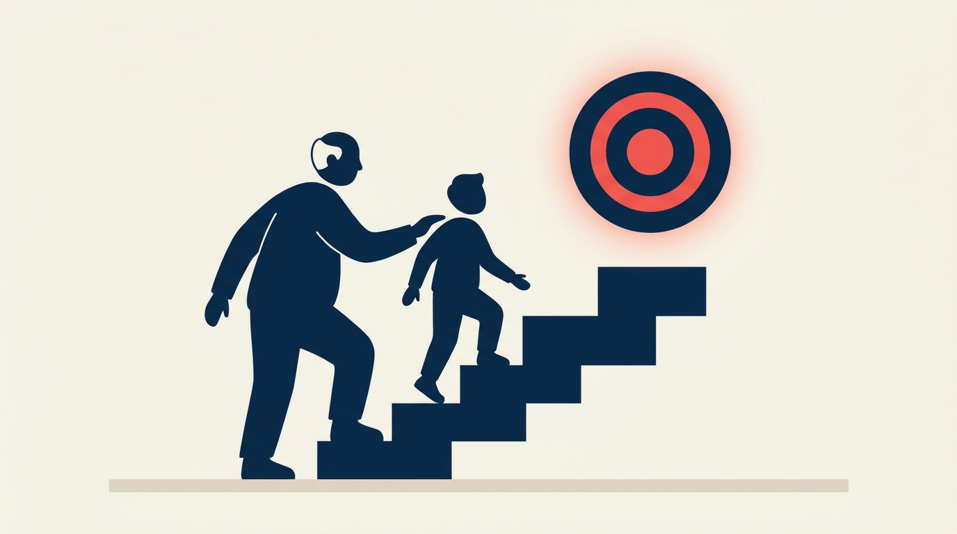 Mentor guiding a mentee along a career path, illustrating core mentoring skills