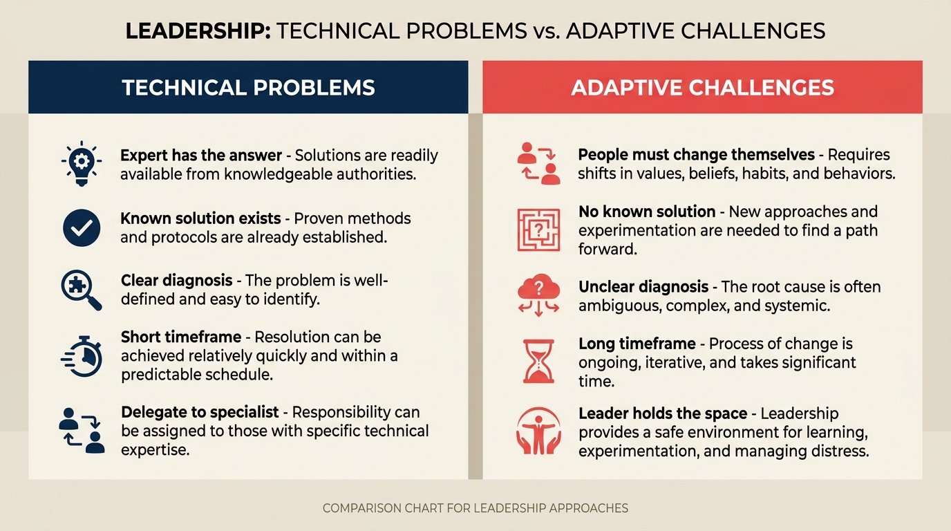 Technical problems versus adaptive challenges comparison