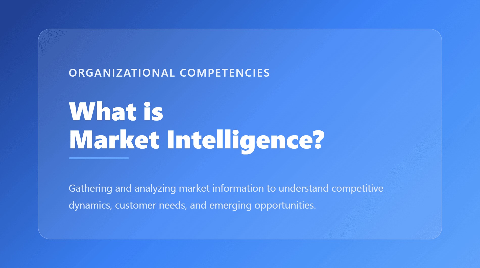 Market Intelligence: Marco de Capacidad Organizacional