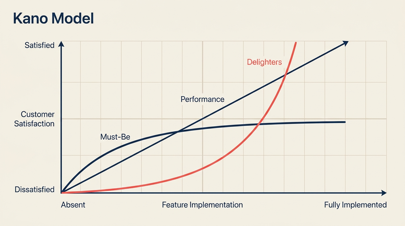 Kano model customer satisfaction graph overview