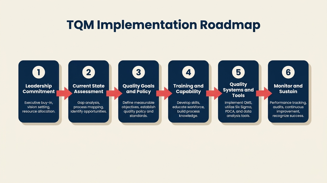 Total quality management implementation roadmap steps