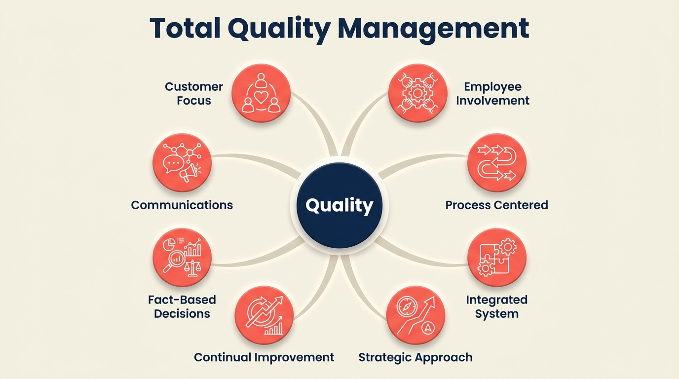 Total quality management principles and continuous improvement