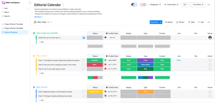 Monday.com screenshot