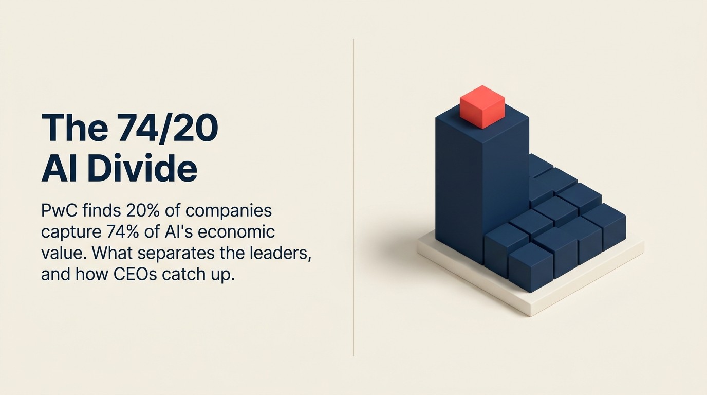 PwC's 74/20 Divide: What Separates the CEOs Capturing AI's Economic Gains From the Ones Watching Them